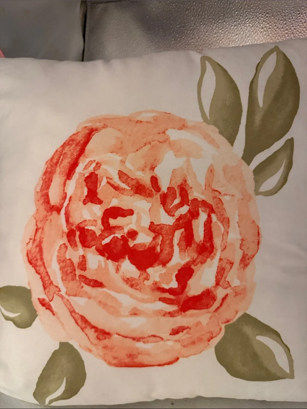 Water color pillows.One square and rectangle with roses and greenery.